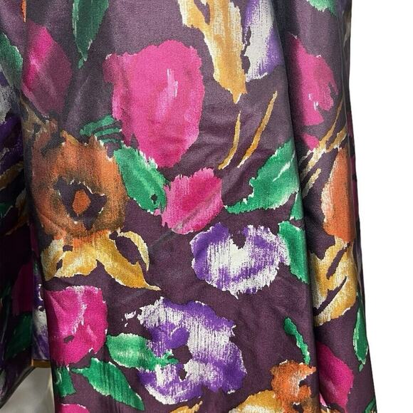 Vintage Skirt Women's 8 Silk 90s A-line Multicolor Floral Purple Romantic Y2K - Picture 2 of 9